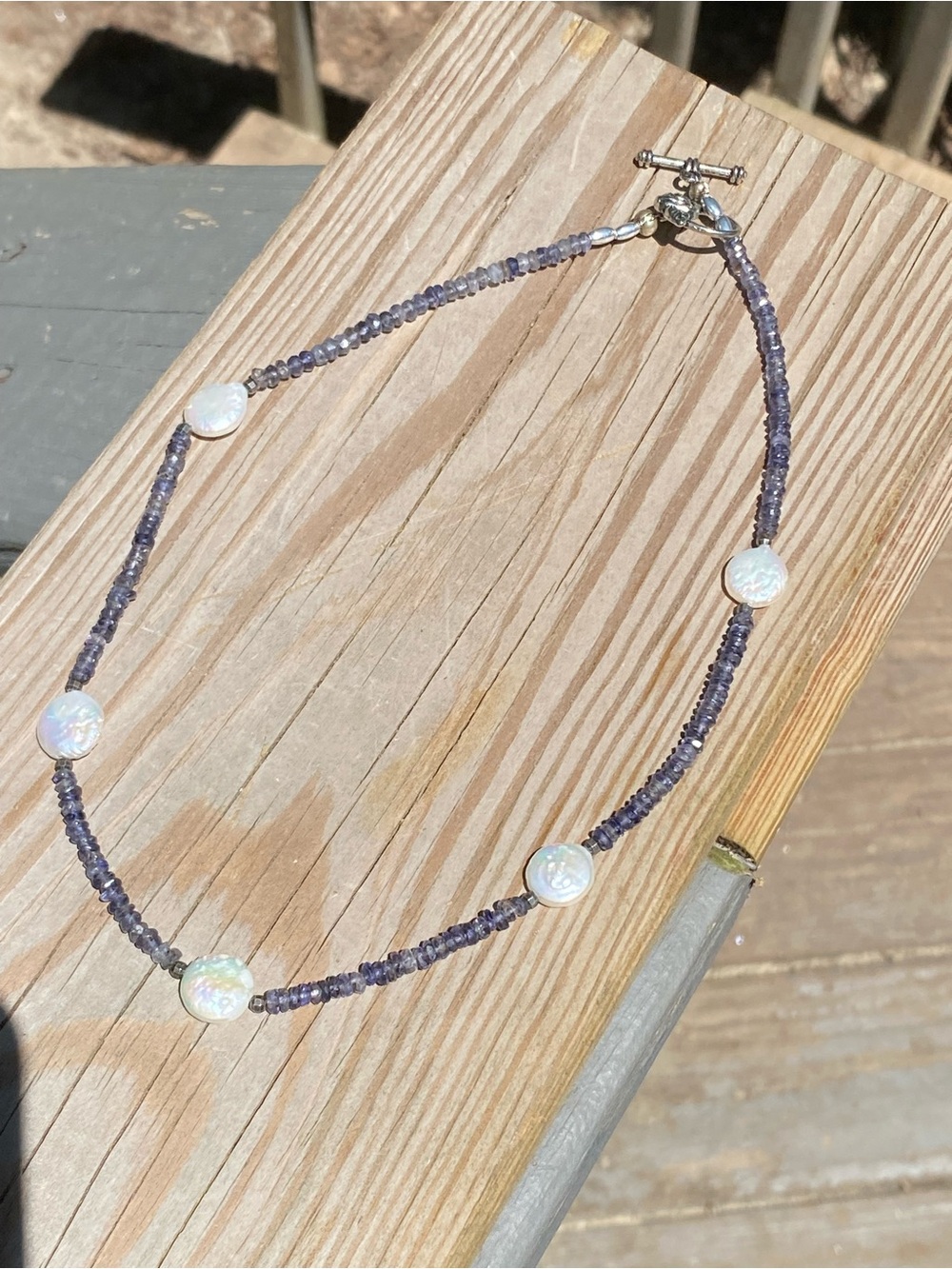 Dreamy Gemstone Beaded Necklace with White Coin Pearls